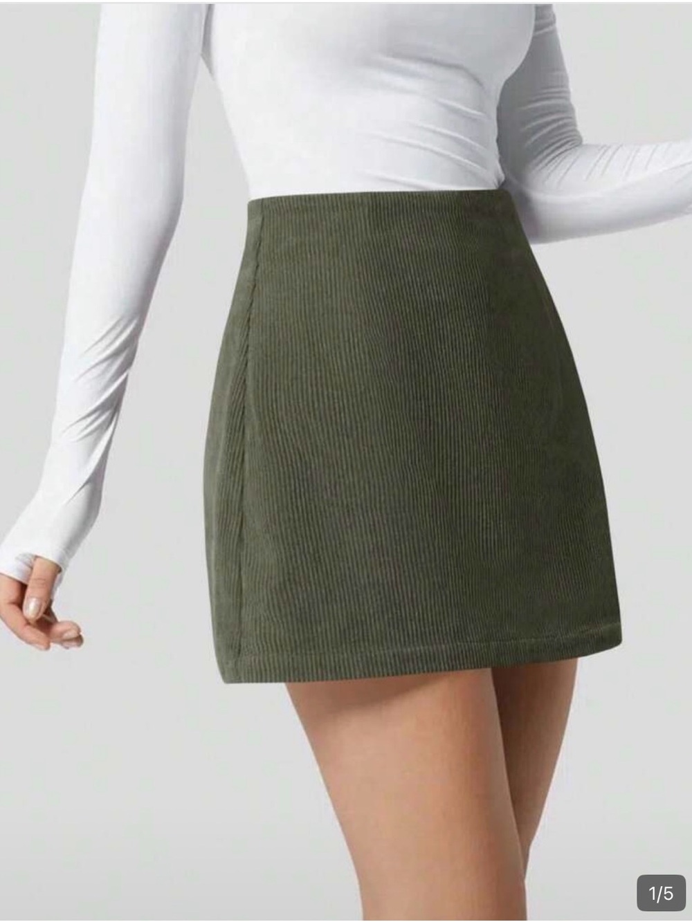 High-Rise Olive Mini Corduroy Skirt